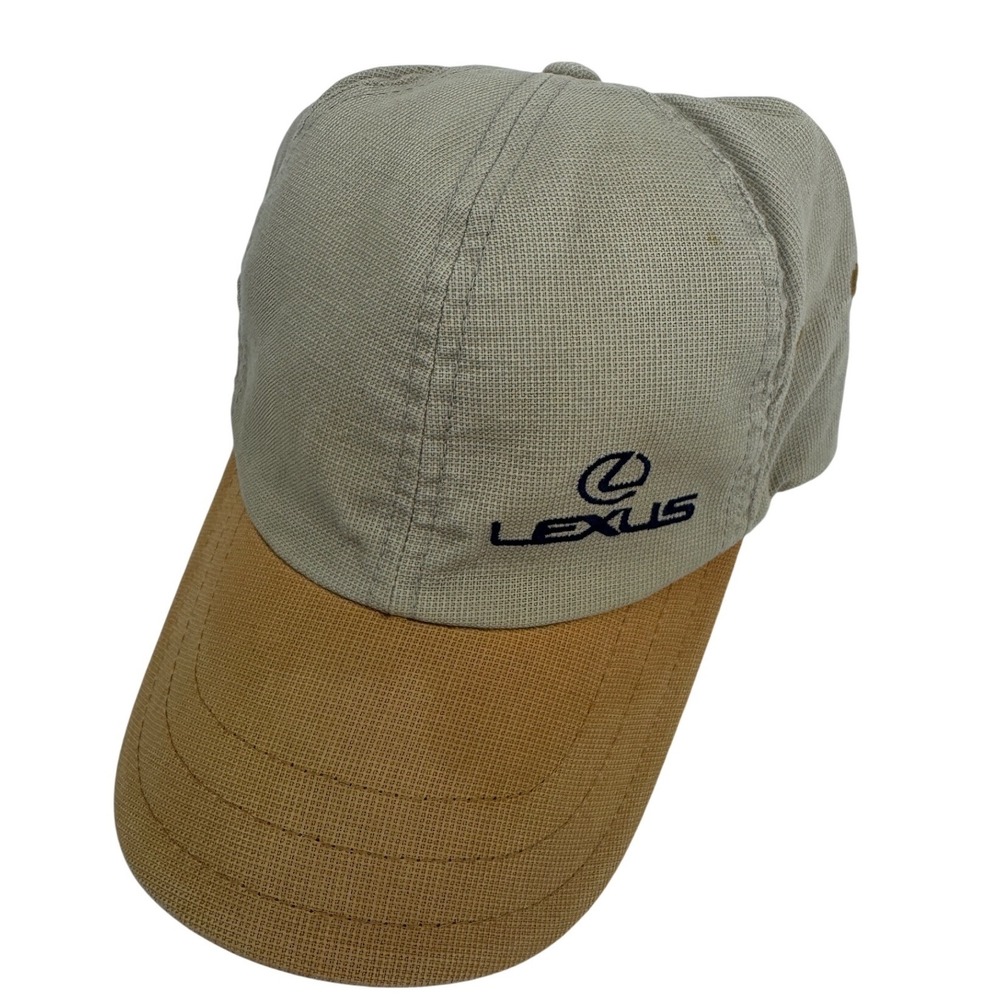 Vintage Imperial Lexus Golf Hat Tan Khaki Two Tone Adjustable Strapback Cap Mens